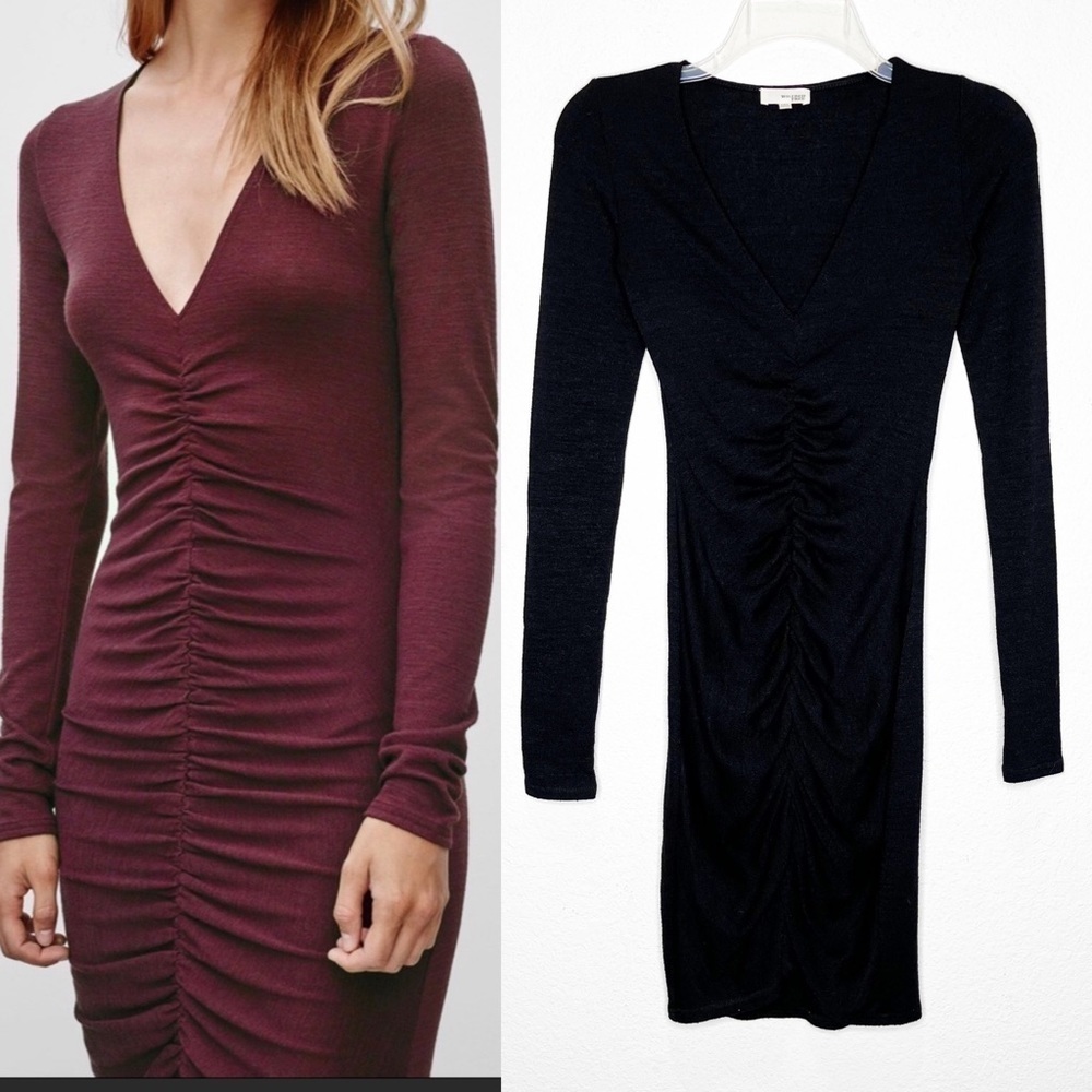 Wilfred Free Aritzia Shaik Knit Ruched Dress Whimsigoth Dark Vamp Goth